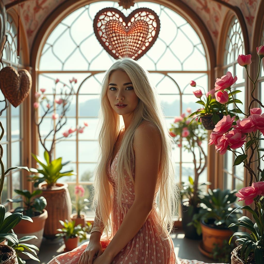 Surreal Heart-Shaped World with Lattice Architecture and Whi...