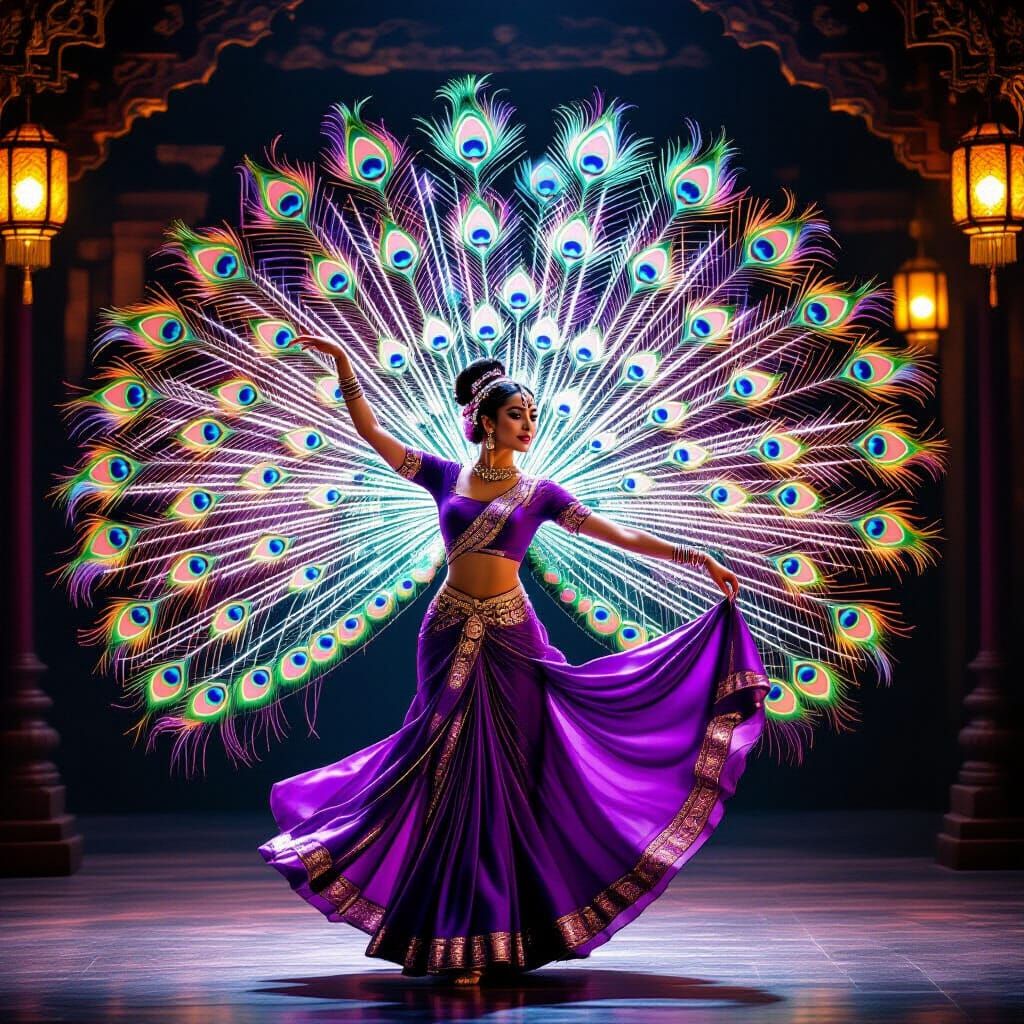 Peacock Spirit Dancer in Flowing Silks