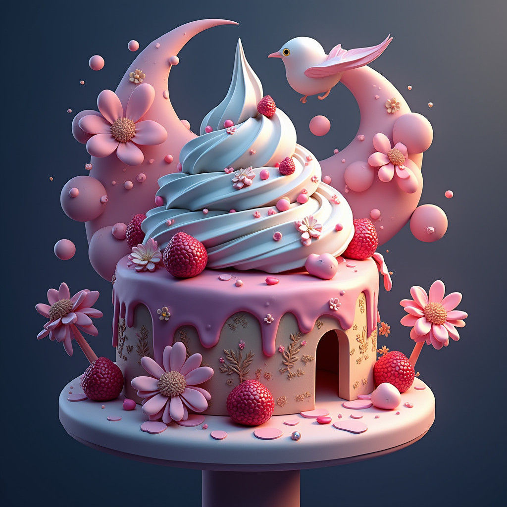 Dreamlike Dessert Shop Logo in Concept Art Style