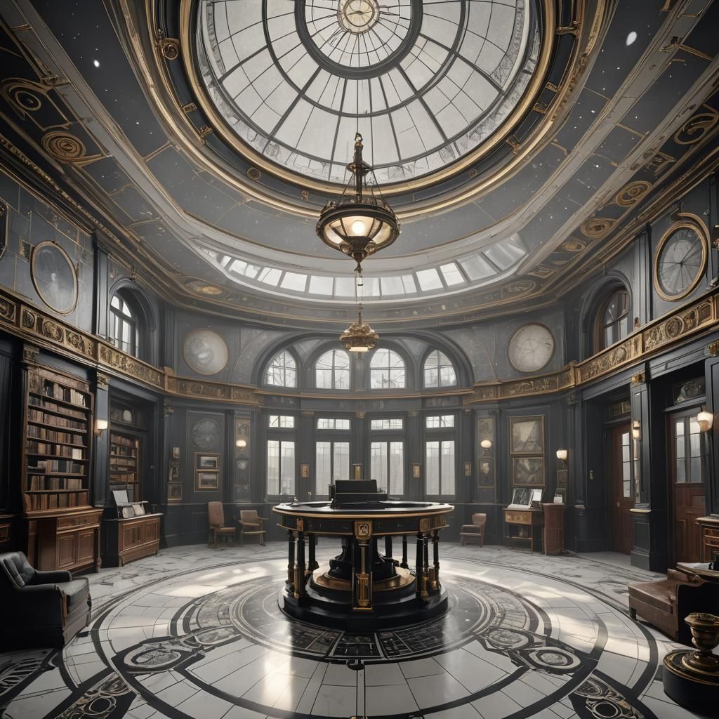 Jugendstil Mansion Astronomy Room with Steampunk Skylight