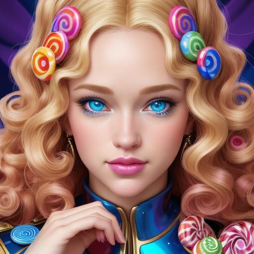 Candy Girl Portrait in Comic Book Art Style