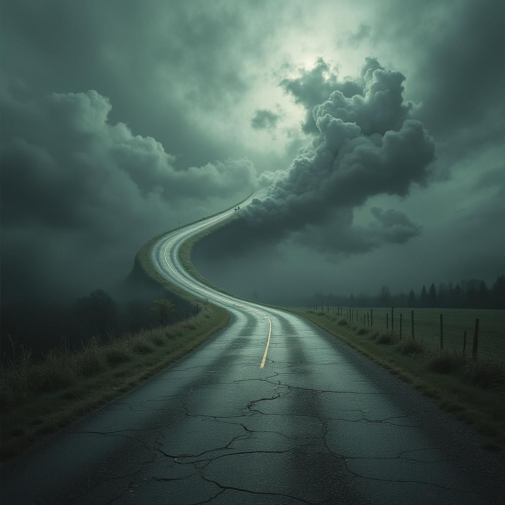 Surreal Road Becomes Cloud in Dreamscape Style