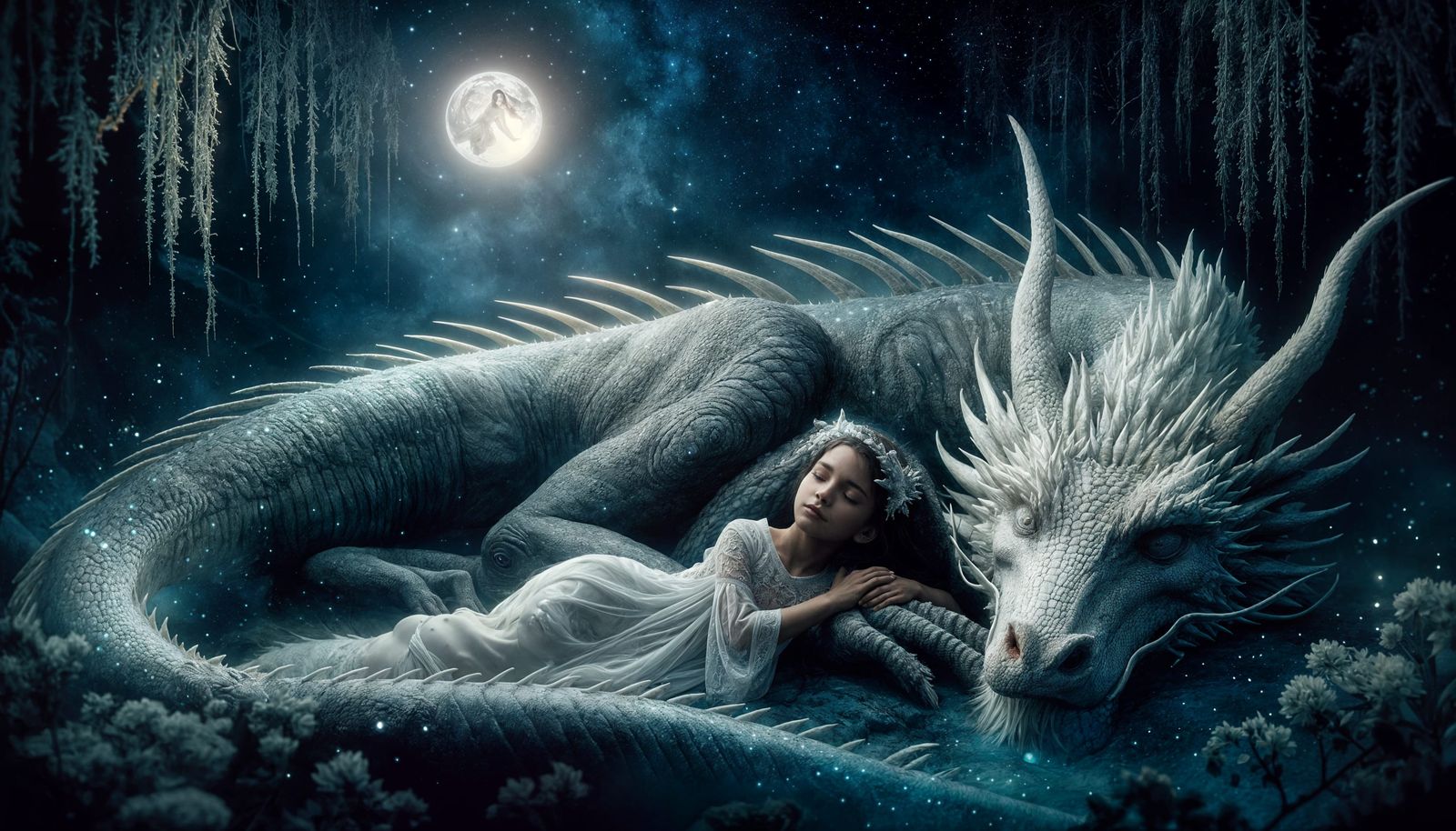 Sleeping Beauty with Dragon in Chiaroscuro