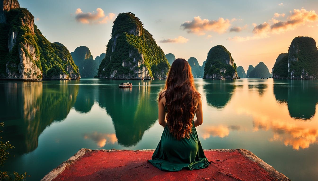 Surreal Ha Long Bay Goddess Unveils Hidden Strength