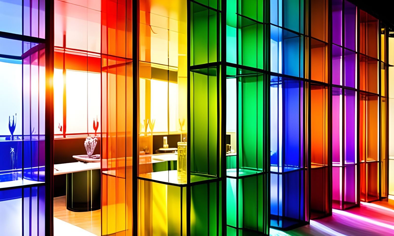Crystal Shop Interior with Rainbow Refraction