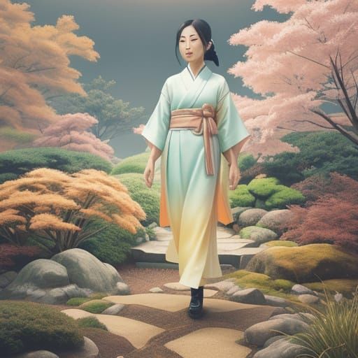 Stroll through a cheerful Japanese garden