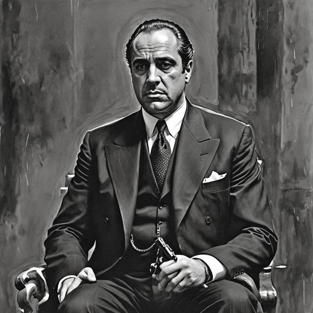 Epic Black and White Portrait of Don Corleone