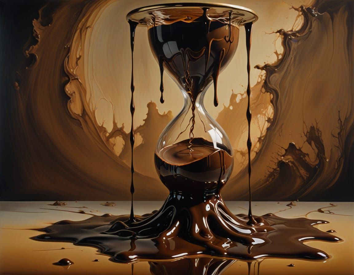 Melted chocolate in an hourglass