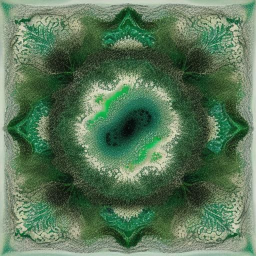 Emerald Desert Landscape in Abstract Fractal Style