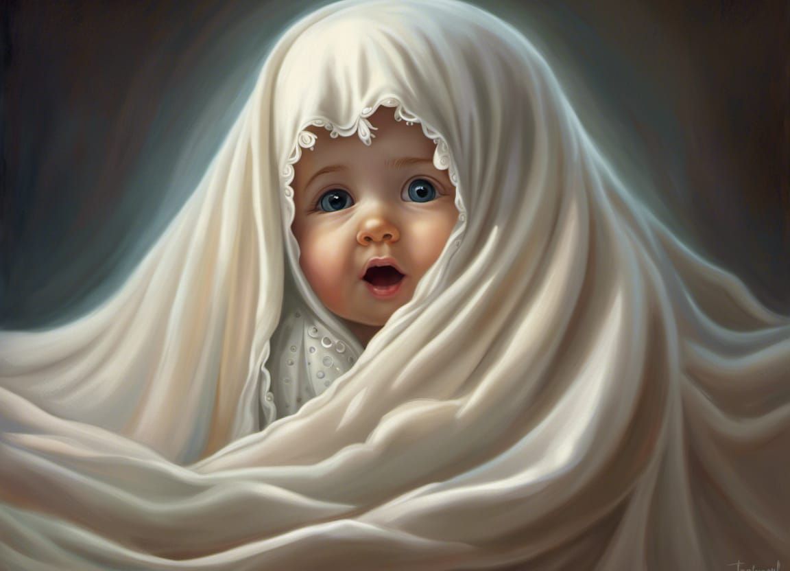Adorable Translucent Baby Ghost Hiding