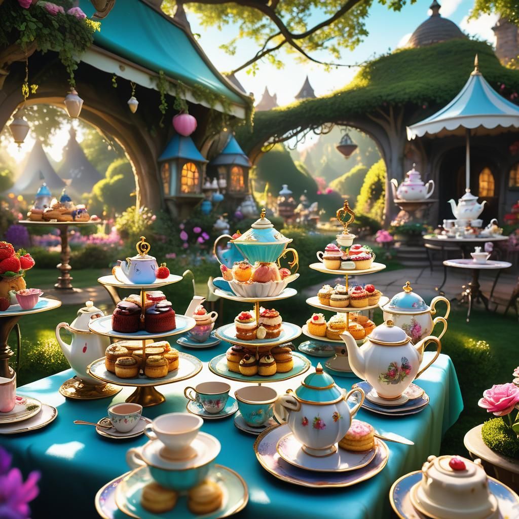Whimsical Alice in Wonderland Tea Party: Matte Painting