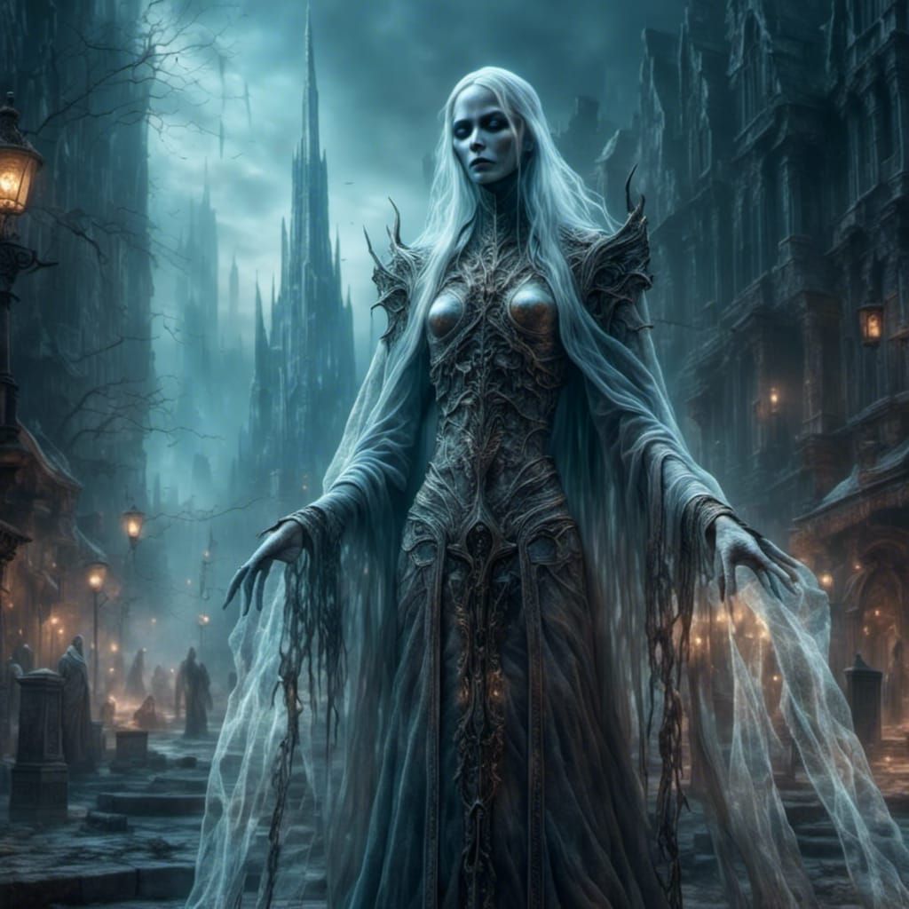 Ethereal Dark Elf in Digital Painting Style