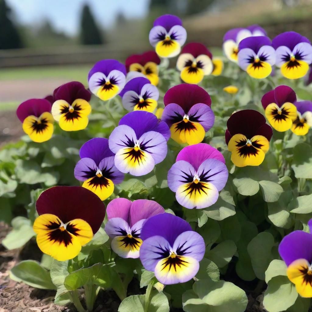 Vibrant Pansies in Full Bloom Floral Display