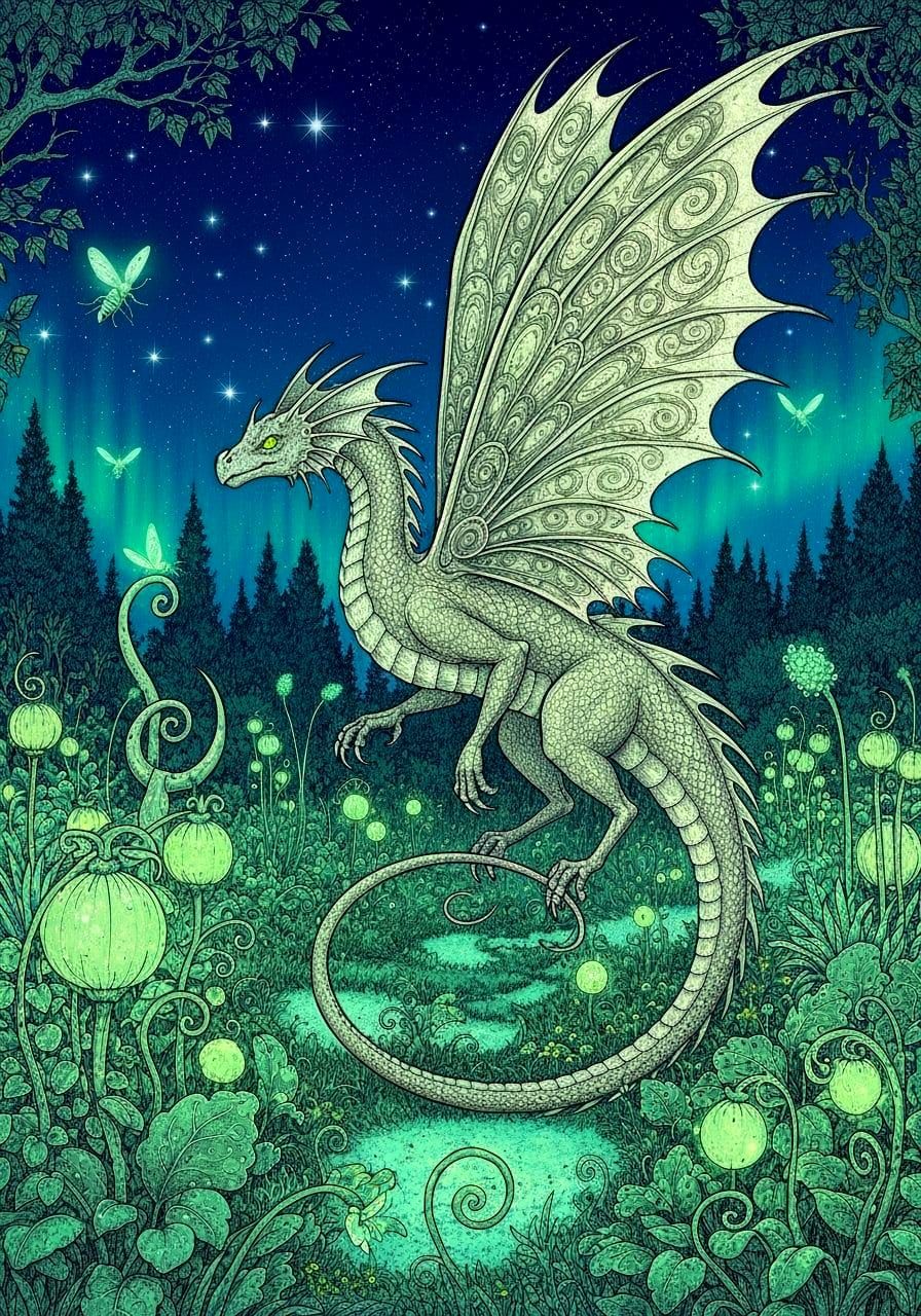 Celestial Fairy Dragon in Creepy Garden Art