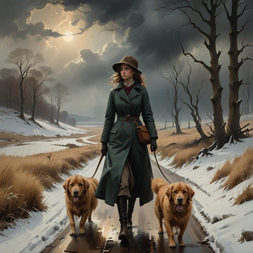 Frozen Winter Wonderland Walk with Faithful Canine Companion