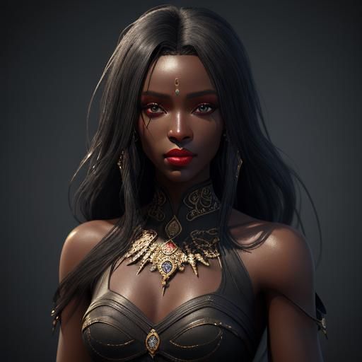 Beautiful African Woman with Six Pack Abs in 3D