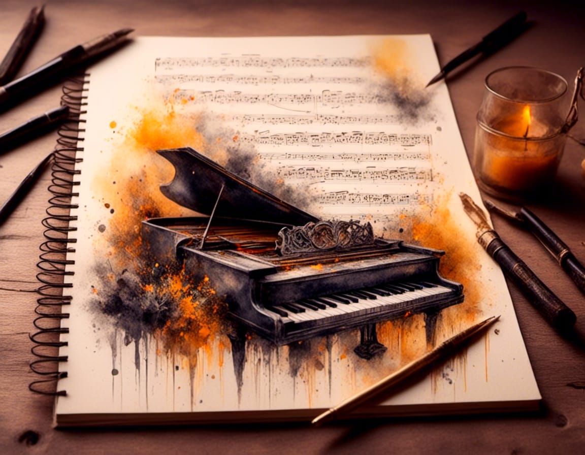 Nostalgic Sheet Music in Watercolor Style