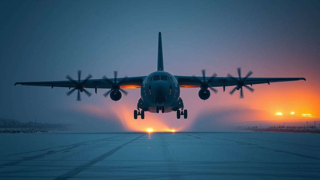Hercules C130J Lands in Icelandic Snowstorm