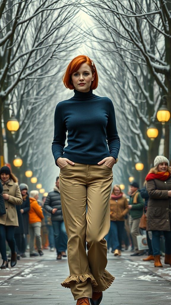 Retro 1960s Fashionista Dancing Under Stars