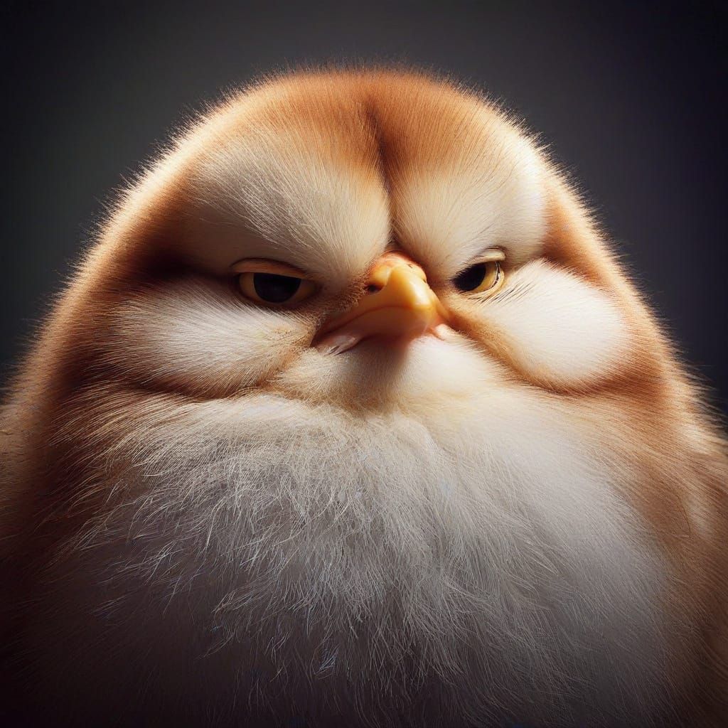 Obese Chick with Sarcastic Expression in Darkness