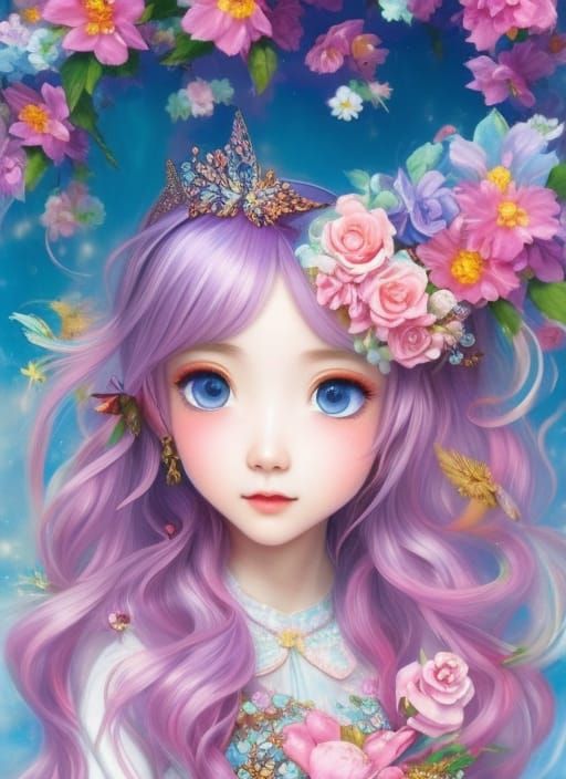 Pastel Aesthetic Girl Portrait in Rococo Style