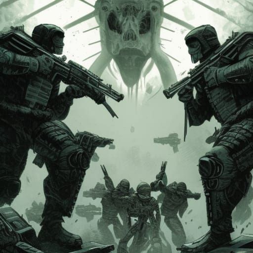 Soldiers Losing a Grim War in Comic Book Art