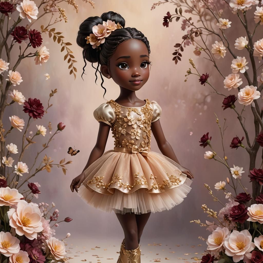 Adorable Girl in Tutu Surrounded by Pastel Flowers