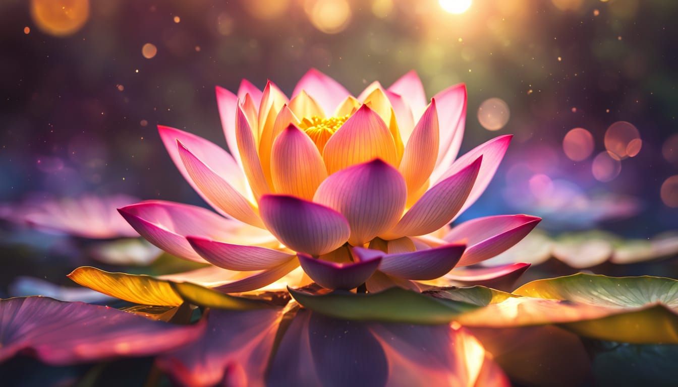 Glowing Triangle Lotus: Hyperrealistic Digital Art