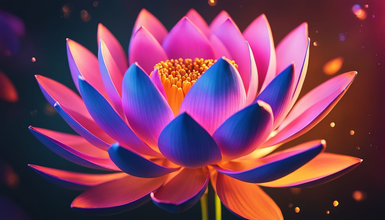 Glowing Triangle Lotus Splash Art: Digital Masterpiece