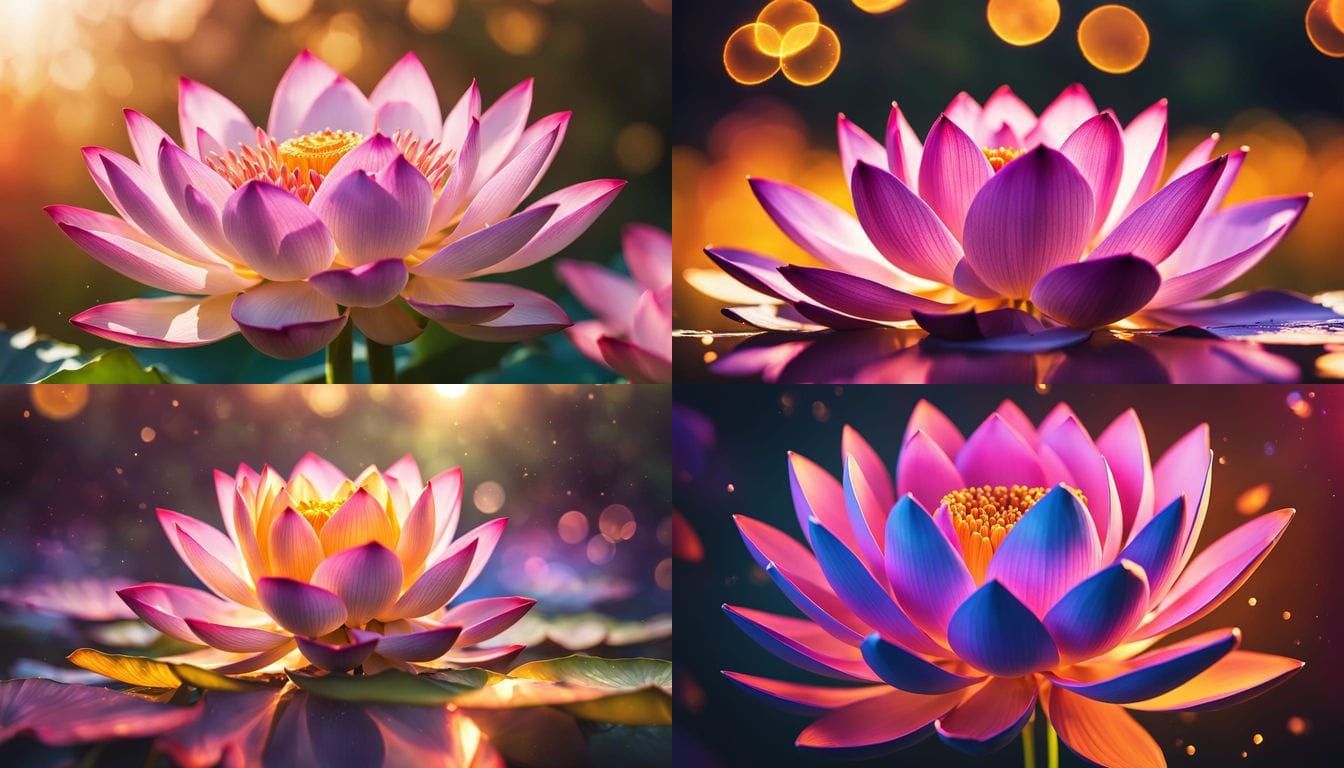 Luminous Digital Lotus Flower in Hyperrealistic Style