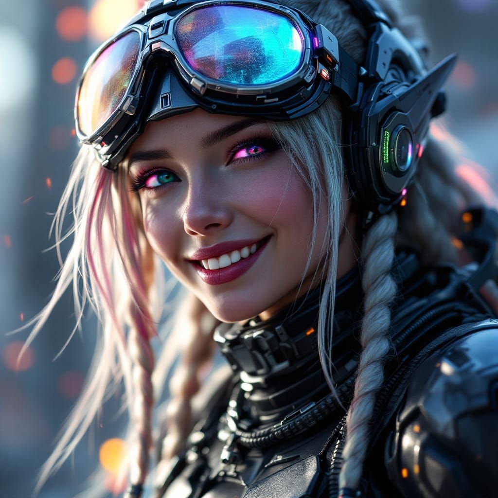 Beautiful Elf Girl Mecha Pilot in Sci-Fi Anime Art