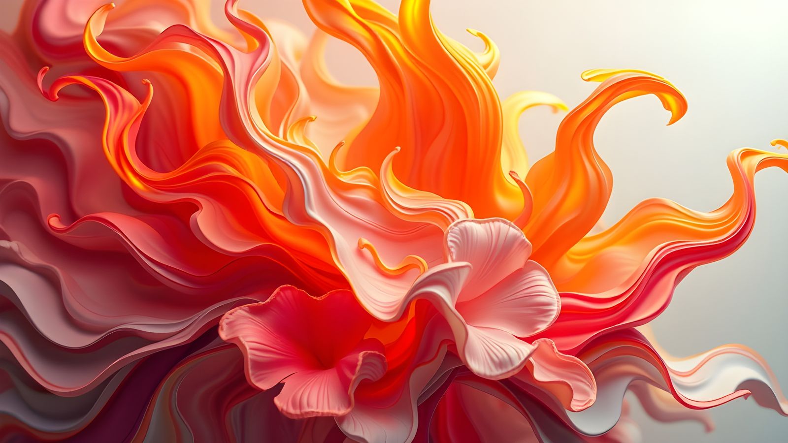 Calligraphic CGI Flames Sculpted as Wildflowers