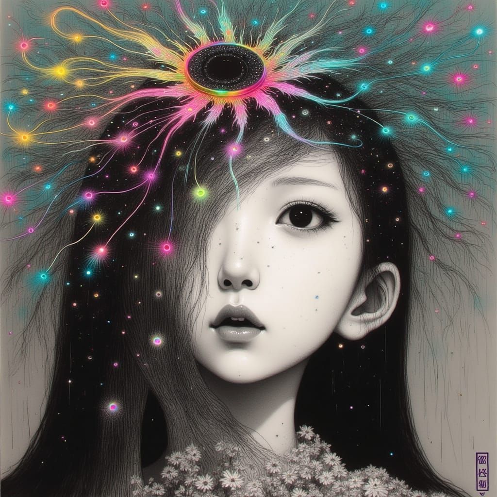 Ethereal Japanese Woman in Mesmerizing Headdress