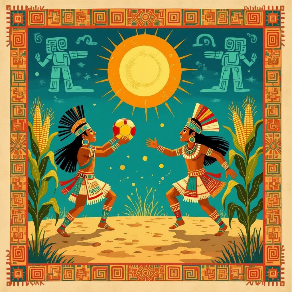 Mayan Codex with Hero Twins: Fantasy Concept Art