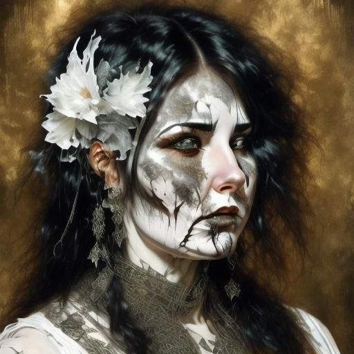 Detailed Portrait of an Elderly Goth Man