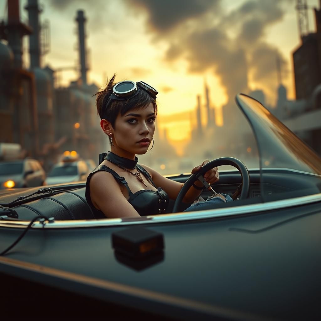 Steampunk Woman Drives 1968 Plymouth Fury