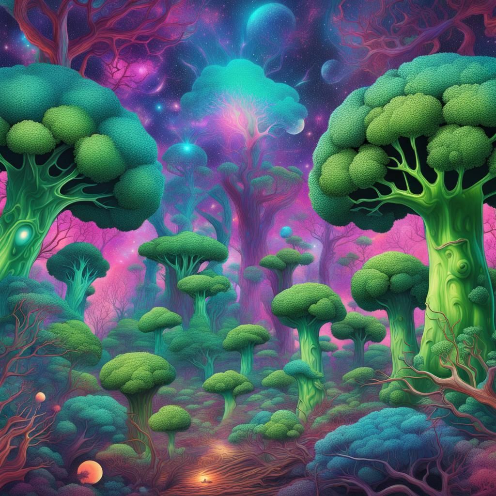Broccoli Forest in Astral Cosmic Style