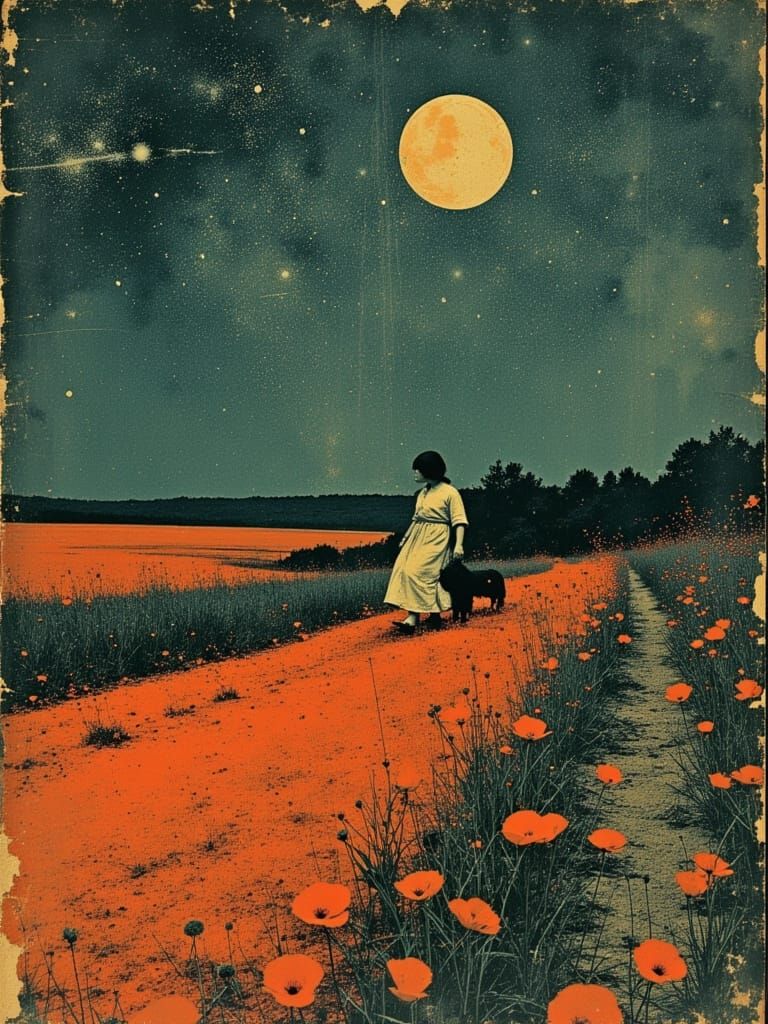 Poppies and Stars on a Summer Evening