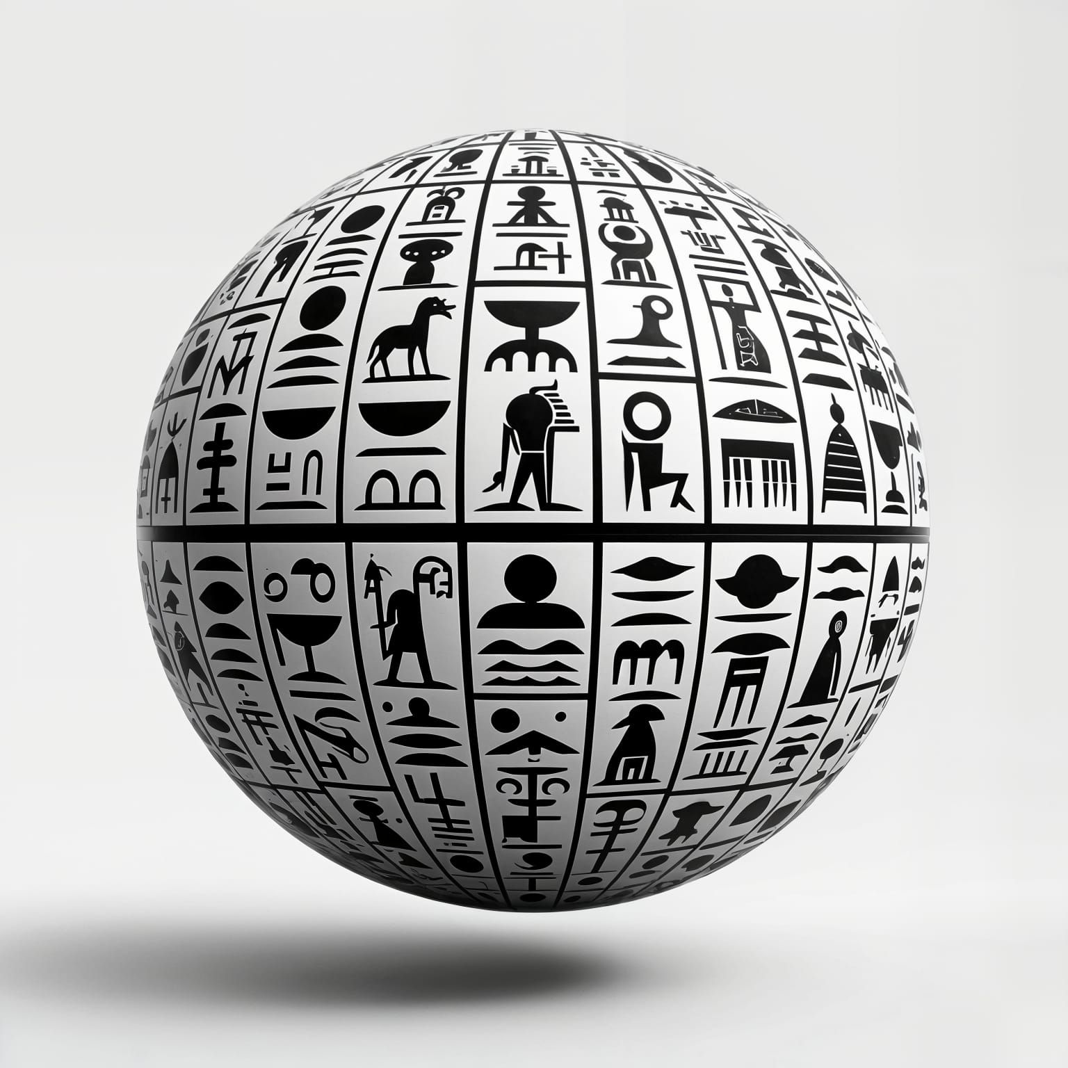 Abstract Black and White Hieroglyph Sphere