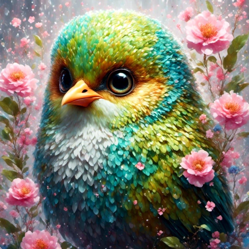 Dreamcore Kiwi Bird with Big Cute Eyes