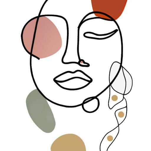Klimt-Style Minimalist Woman Silhouette Drawing