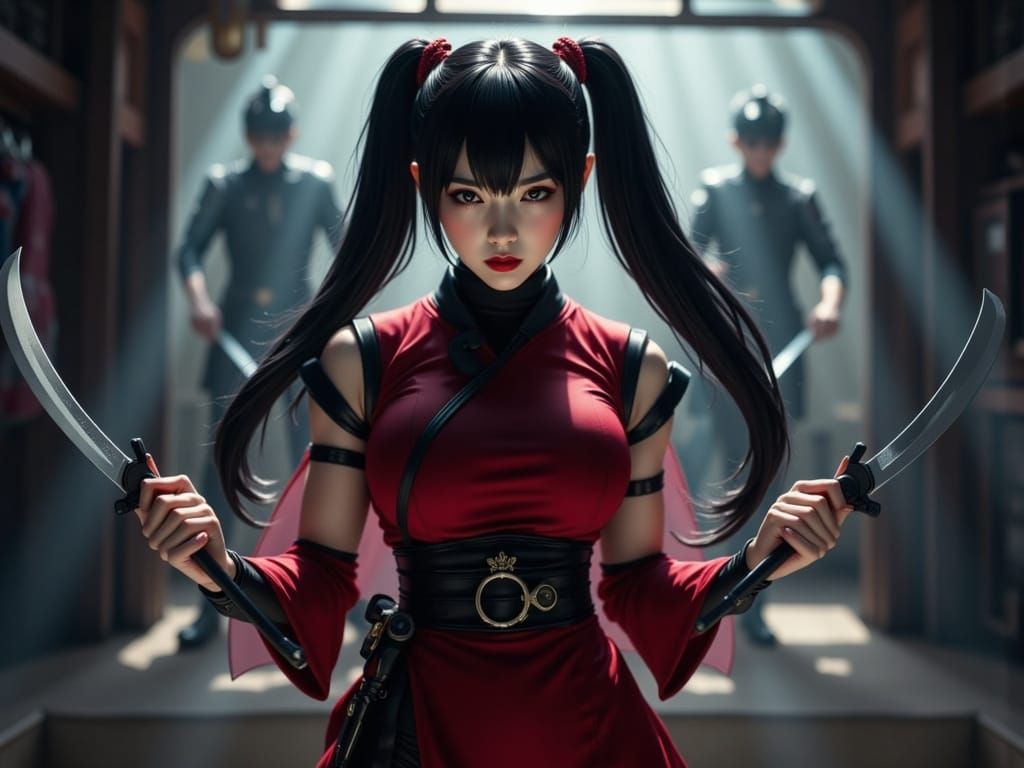 Ninja Assassin Kasumi in Noir Cinematic Style