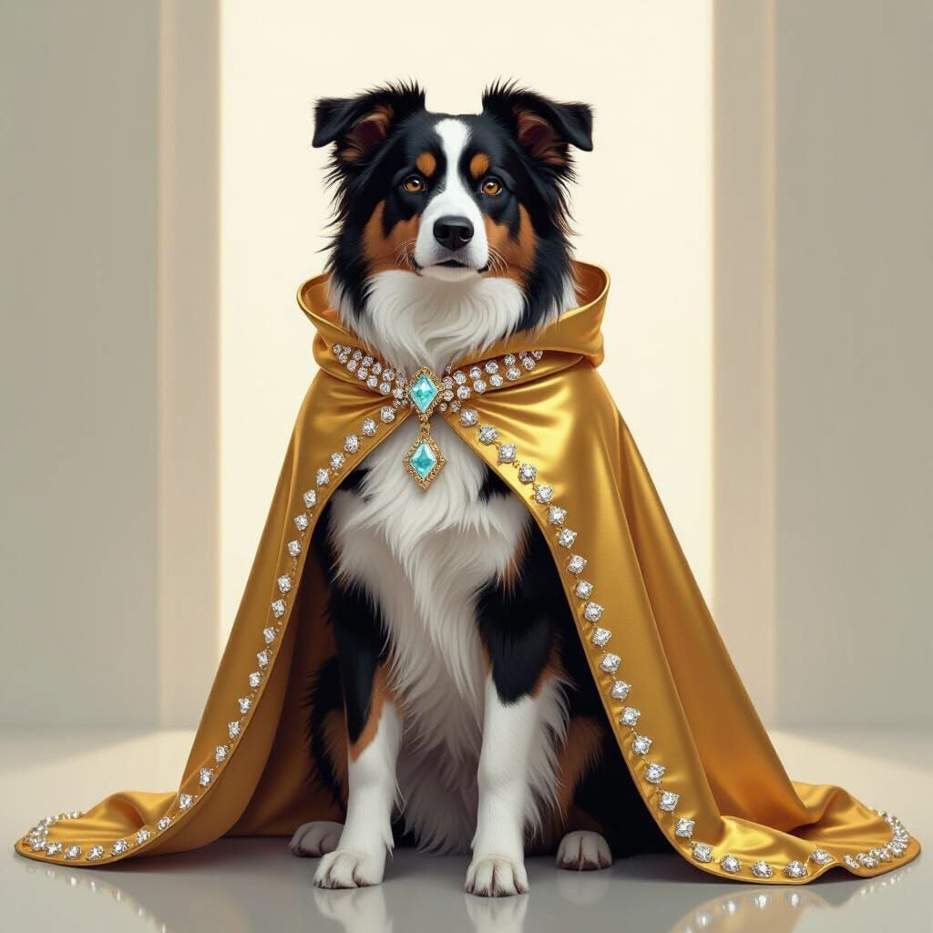 Heroic Border Collie Dog God in Cyberpunk Style