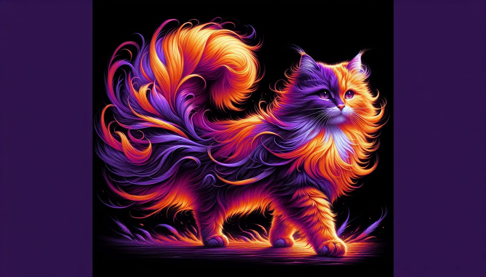 Orange and Purple Cat in Gale Force Winds