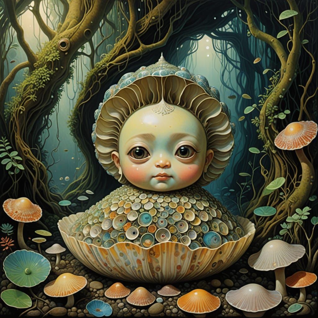 Whimsical Clam's Journey: A Surreal Digital Painting
