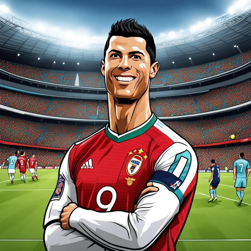 Funny Cartoon of Cristiano Ronaldo in Jersey