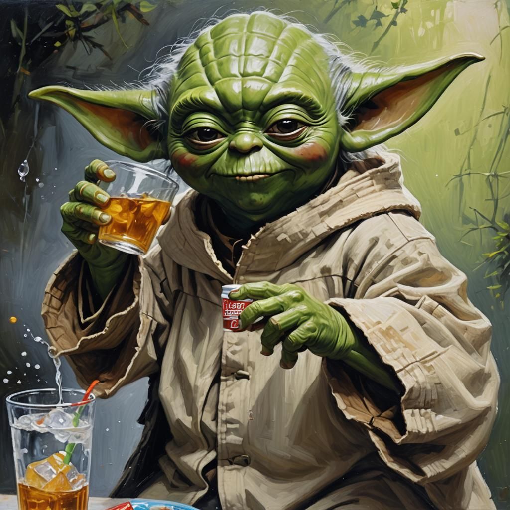 Yoda's Refreshment: An Oil Painting Portrait