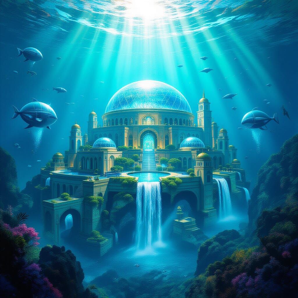 Vibrant Underwater City of Atlantis Illustration