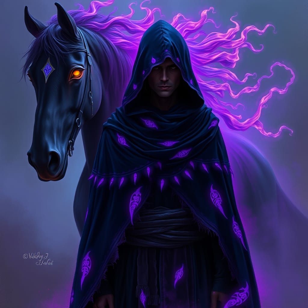 Enigmatic Rider and Ethereal Steed