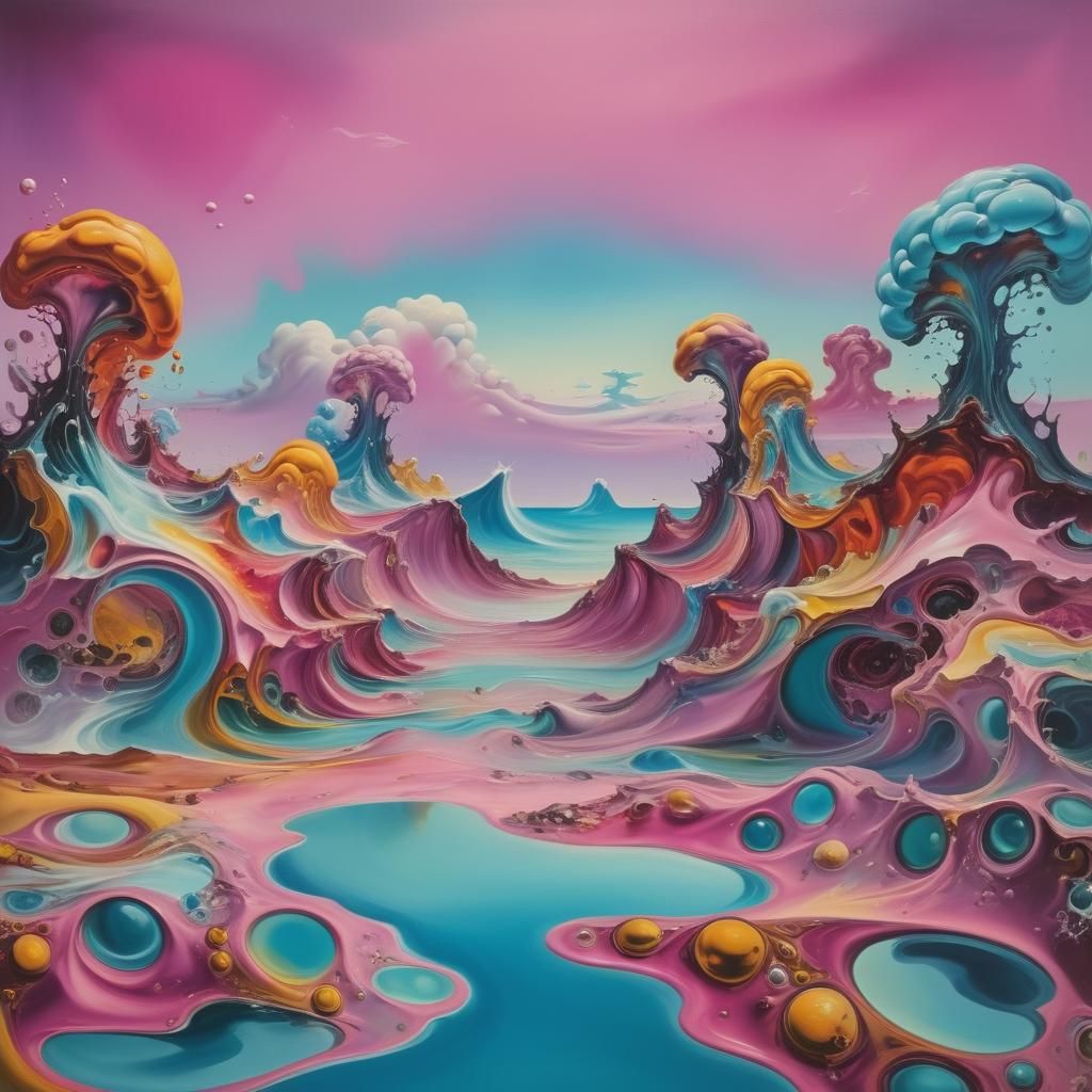 Surreal Vibrant Ocean in Salvador Dali Style